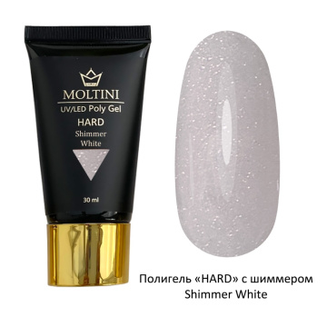 Полигель Moltini Hard жесткий с шиммером Shimmer White 30 мл.